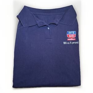 Rite Aid Pharmacy Polo Shirt Mens XL Navy Blue Short Sleeve Uniform Logo